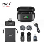 Morui GM-X13 ANC Dual Wireless Microphone | 2.4GHz Lavalier Mic with LED Charging Case