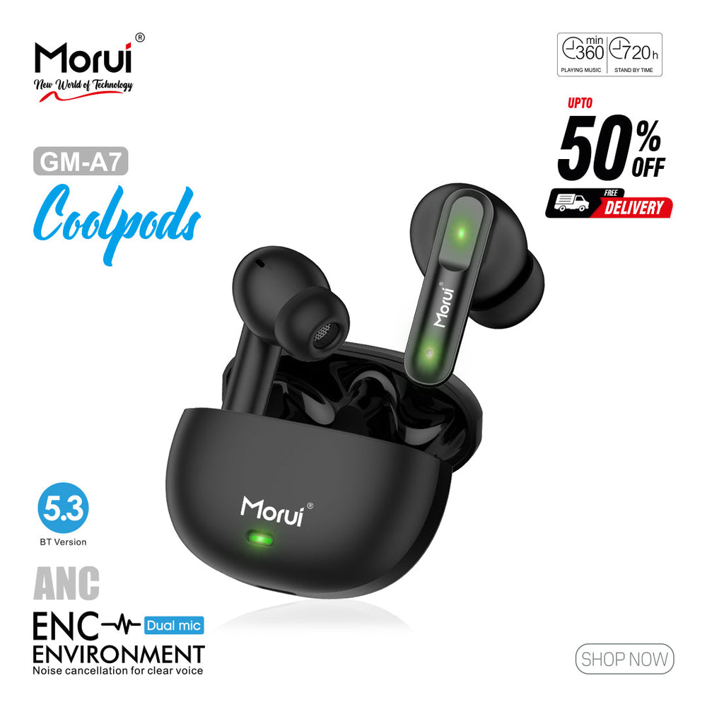 Morui GM-A7 CoolPods ANC & ENC Wireless Bluetooth Earbuds | Bluetooth 5.3 TWS