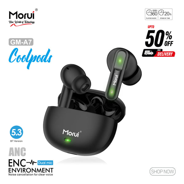 Morui GM-A7 CoolPods ANC & ENC Wireless Bluetooth Earbuds | Bluetooth 5.3 TWS