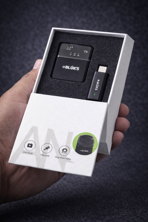 BLUK'S BX7 Wireless Microphone 2.4G Type-C | Noise Reduction Mini Mic for Android, Vlogging & Live Streaming