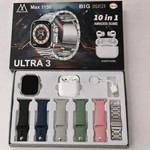 Ultra 3 Smart Watch 10-in-1 Combo with Wireless Earbuds, Multiple Straps & AMOLED Display – Max 1150 Series