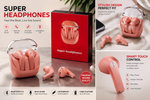 LA Super Headphones Wireless Bluetooth Earbuds with Charging Case | Hi-Fi Sound | Touch Control | Long Battery Life