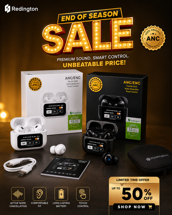 Redington ANC/ENC Wireless Earbuds | Active Noise Cancellation, Touch Control, Long Battery Life