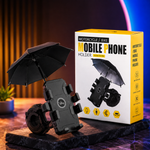 360° Motorcycle & Bike Mobile Phone Holder with Rain Umbrella | Universal Handlebar Phone Mount