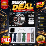 Ultra 3 Smart Watch 10-in-1 Combo with Wireless Earbuds, Multiple Straps & AMOLED Display – Max 1150 Series