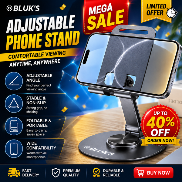 Adjustable Table Stand for Mobile & Tablet | Foldable Desk Phone Holder | Anti-Slip Base
