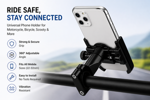 Bike Mobile Holder Stand | 360° Rotation | Anti-Slip Grip | Universal Motorcycle Mount