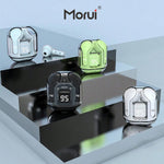 Morui MB-1 Crystal Case Wireless Earbuds with ENC Noise Cancellation | Gaming TWS Bluetooth Earbuds