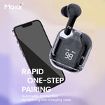 Morui MB-1 Crystal Case Wireless Earbuds with ENC Noise Cancellation | Gaming TWS Bluetooth Earbuds