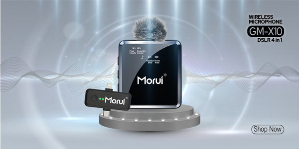 Morui GM-X10 DSLR Wireless Microphone with ANC | 2.4GHz Lavalier Mic for Vlogging & Live Streaming
