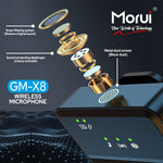Morui GM-X8i Dual Wireless Microphone with ANC | 2.4GHz Lavalier Mic for Vlogging & Live Streaming