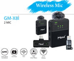 Morui GM-X8i Dual Wireless Microphone with ANC | 2.4GHz Lavalier Mic for Vlogging & Live Streaming