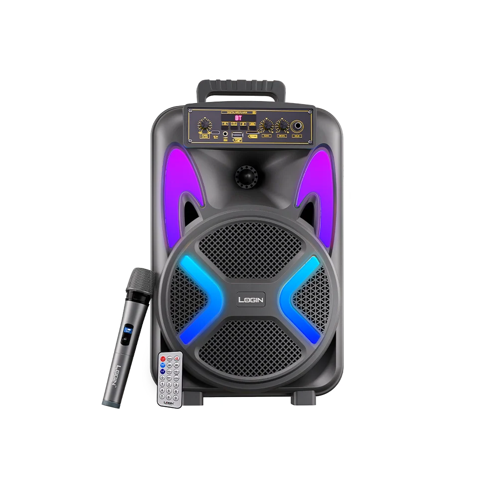L-264 RONAQ 8-Inch Portable Bluetooth Party Speaker | Wireless Mic | RGB Lights | 2400mAh Battery
